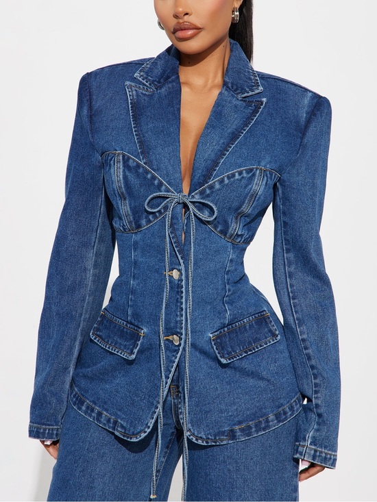 Fashion Nova Jackets & Blazers - Fashion Nova Medium Wash Denim Blazer